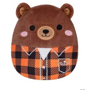 NWOT 5" Omar the Brown Bear Plaid Flannel Shirt Squishmallow Plushie